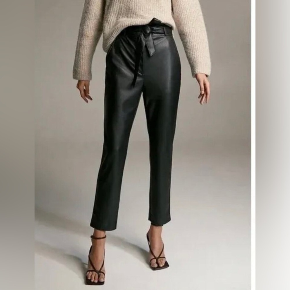 BABATON by Aritzia 
High Rise Vegan Leather Tie Front Pants 
Black / Size 4